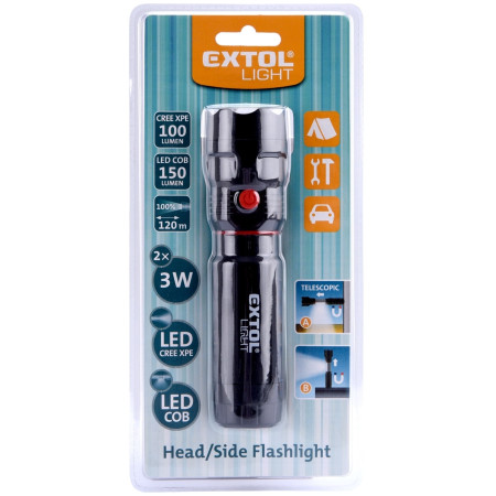 Svietidlo Extol 100lm, CREE + 150l, COB s magnetom
