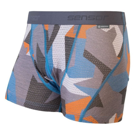 Pánske funkčné boxerky Sensor Merino Impress modrá/sivá Blue/Camo