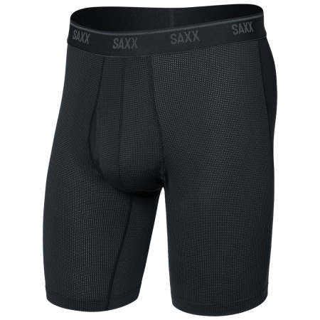 Pánske boxerky Saxx Quest Quick-Dry Mesh Long Boxer Brf Fly čierna black