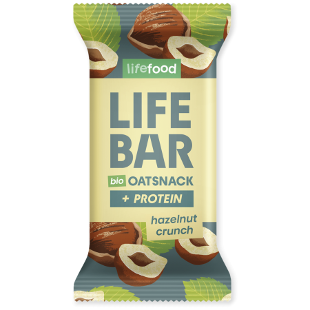 Tyčinka Lifefood Lifebar Oat Snack Protein s lískovými oříšky BIO 40 g hnedá