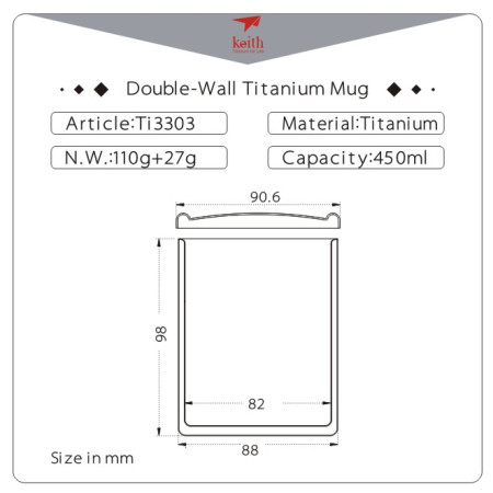 Termohrnček Keith Titanium Double-Wall Tit. Mug 450 ml