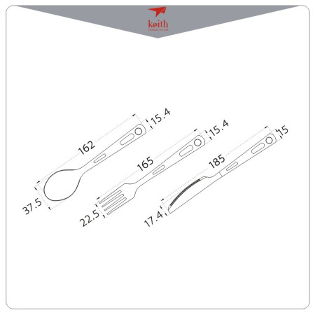 Príbor Keith Titanium 3-Piece Titanium Cutlery Set