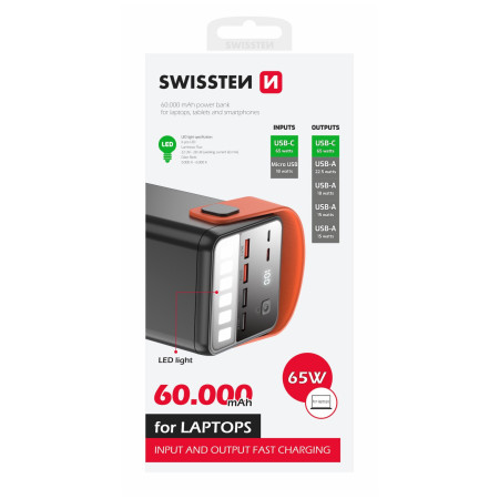 Powerbanka Swissten Power Line 60000 mAh 65W
