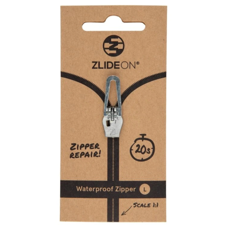 Náhradný zips ZlideOn Opravný jezdec pro voděodolné zipy - L strieborná silver