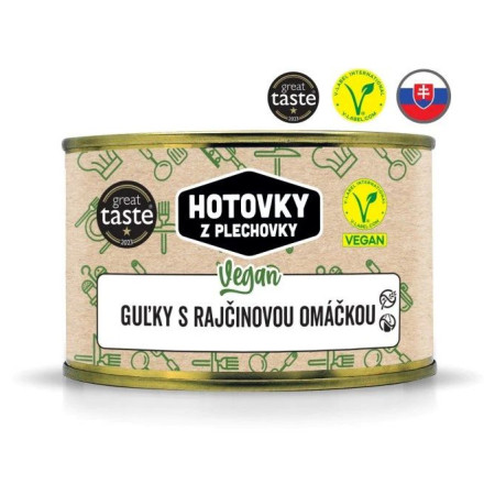 Hlavné jedlo Hotovky z plechovky Guličky v paradajkovej omáčke VEGAN 400g