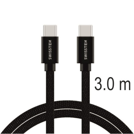 Nabíjací a dátový kábel Swissten Textile USB-C / USB-C 3 m