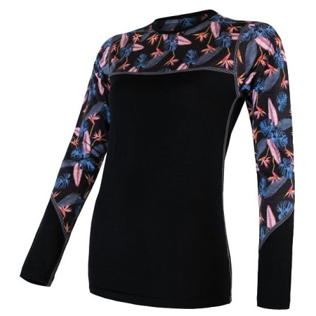 Dámske funkčné tričko Sensor Merino Impress (long sleeve) čierna/modrá Blk/Floral