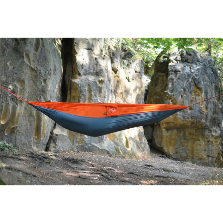 Hojdacia sieť Hamaka.eu Double hnedo-tm.modro-hnedá