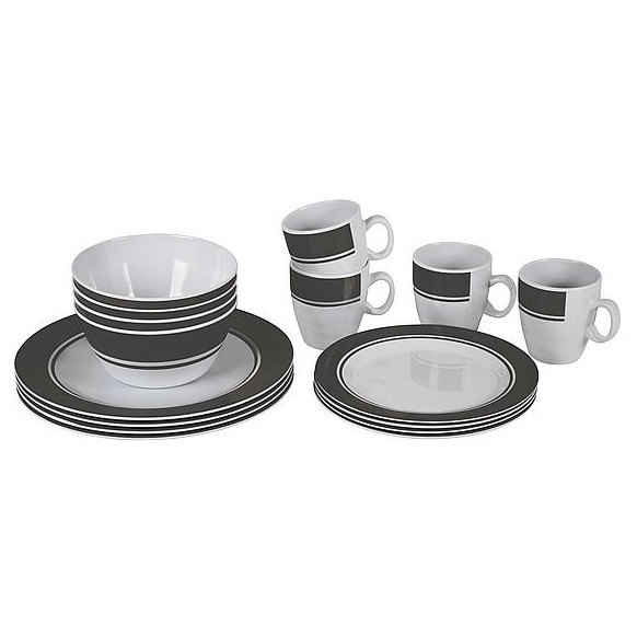 Sada riadov Bo-Camp Dinner set 16 biela/sivá White/Gray