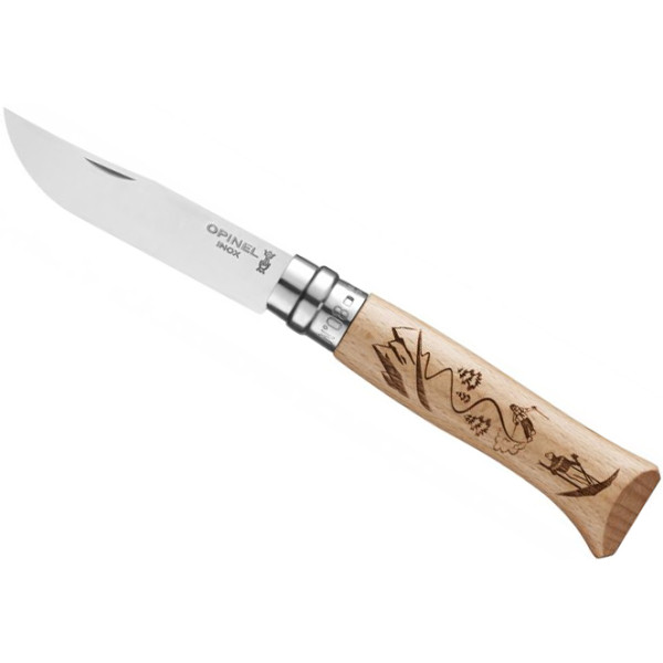 Nôž Opinel VRI No.08 Inox s gravírovaním Skiing prírodný Natural