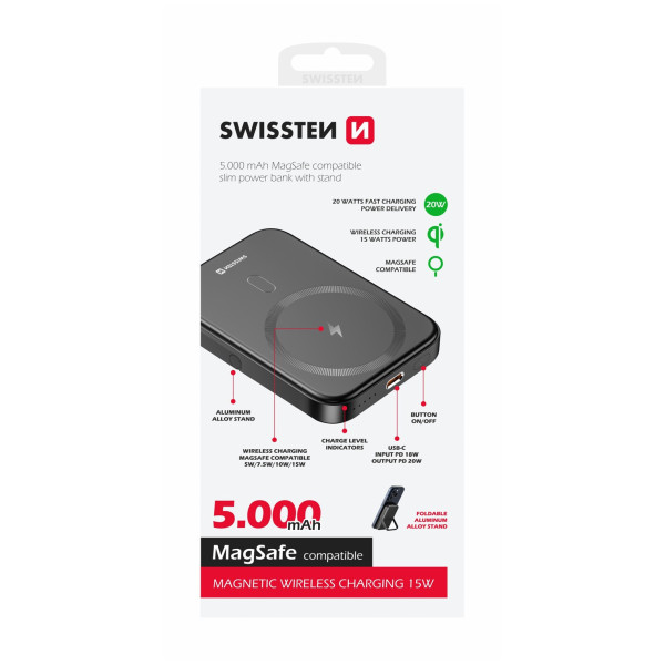 Bezdrôtová powerbanka Swissten POWER BANK PD 20W 5000 mAh