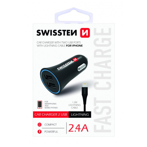 Autoadaptér Swissten Car Charger + Lightning Cable