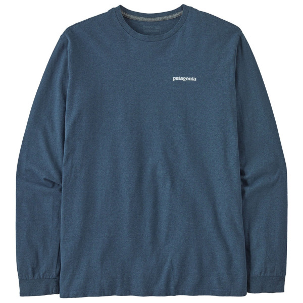 Pánske tričko Patagonia P-6 Logo Responsibili Tee LS modrá Utility Blue