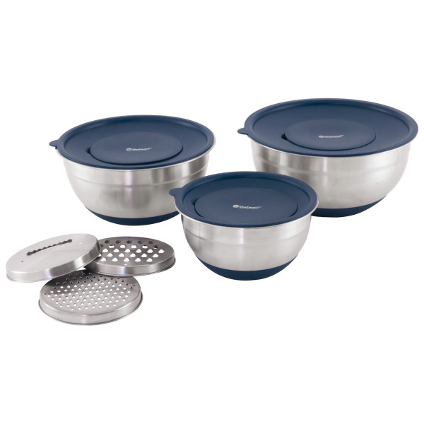 Sada misiek Outwell Chef Bowl Set Lids & Graters strieborná Silver