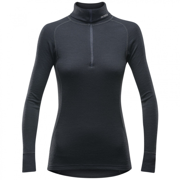 Dámske funkčné tričko Devold Duo Active Merino 205 Z.Neck čierna Black