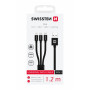 Nabíjací a dátový kábel Swissten DATA CABLE TEXTILE 3in1 1,2 M BLACK