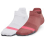 Dámske ponožky Under Armour Breathe 2 No Show Tab 2pk ružová Red Fusion / White / Halo Gray