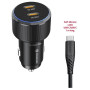 Adaptér Swissten Car Charger 2X USB-C PD, 50W + cabel USB-C / USB-C, 1 m